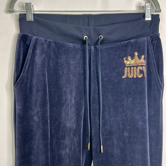 Juicy Couture velour pocketed drawstring sequin bling joggers - Picture 2 of 9